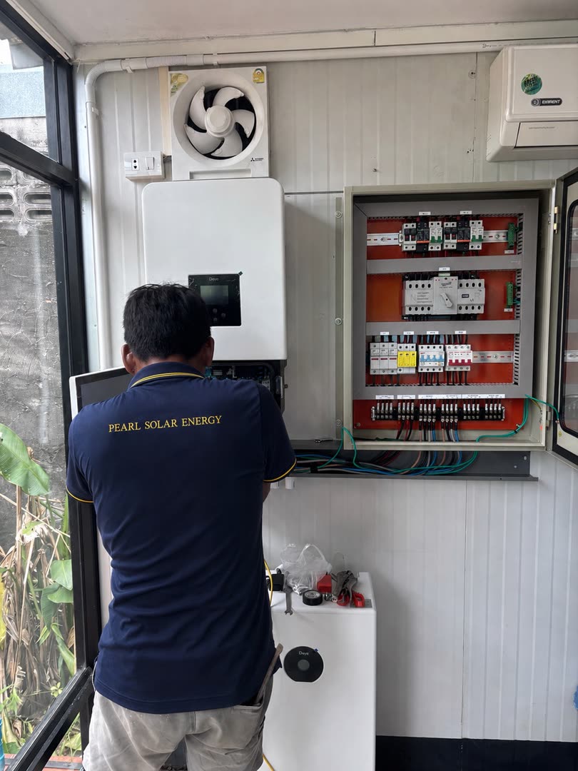 Completed hybrid solar installation with battery storage